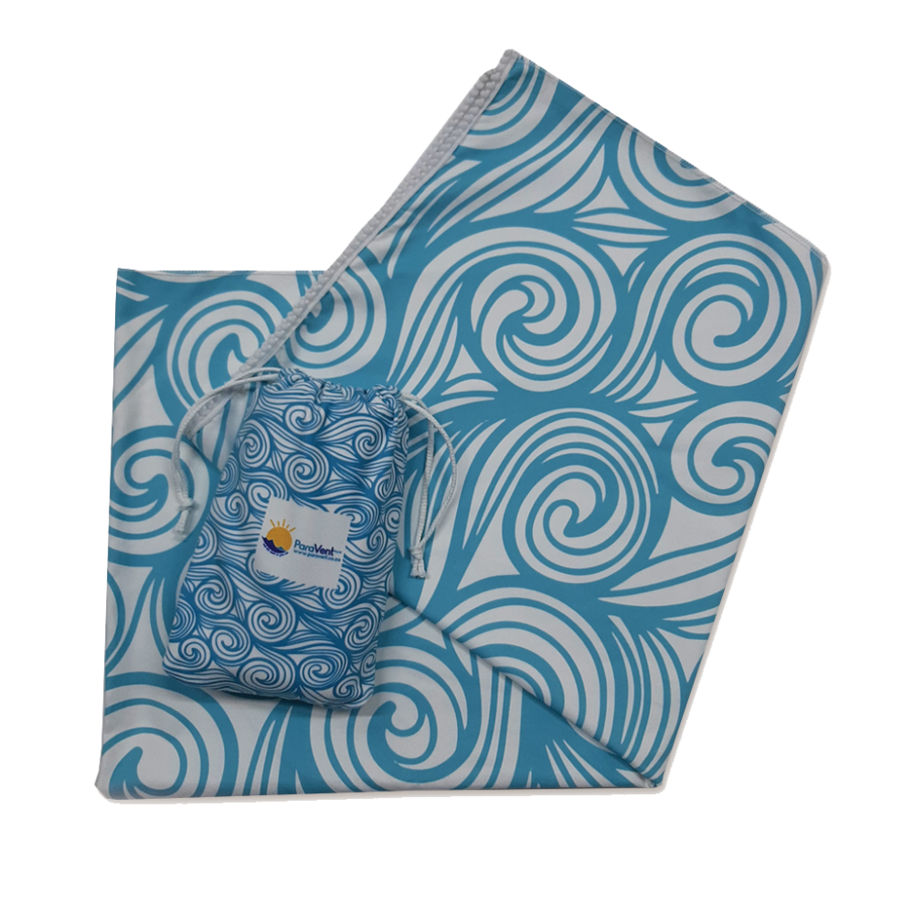 Absorbent Microfiber Cloth Beach Towel in Drawstring Bag