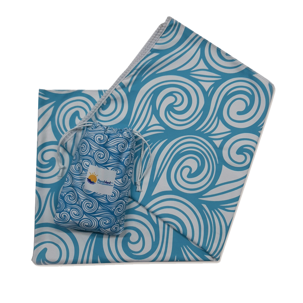 Absorbent Microfiber Cloth Beach Towel in Drawstring Bag